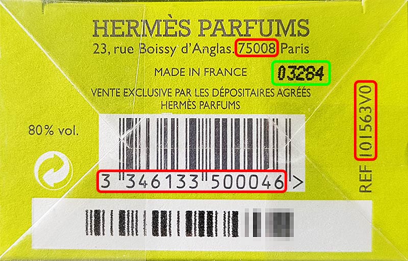 Cnp Hermès Parfums batch code