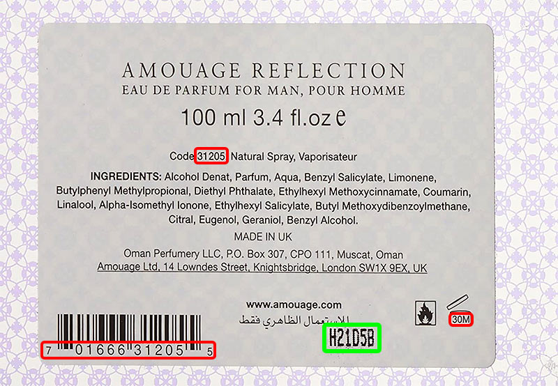 Amouage Ltd. batch code