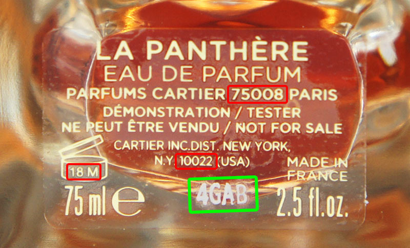 Cartier Parfums SAS batch code