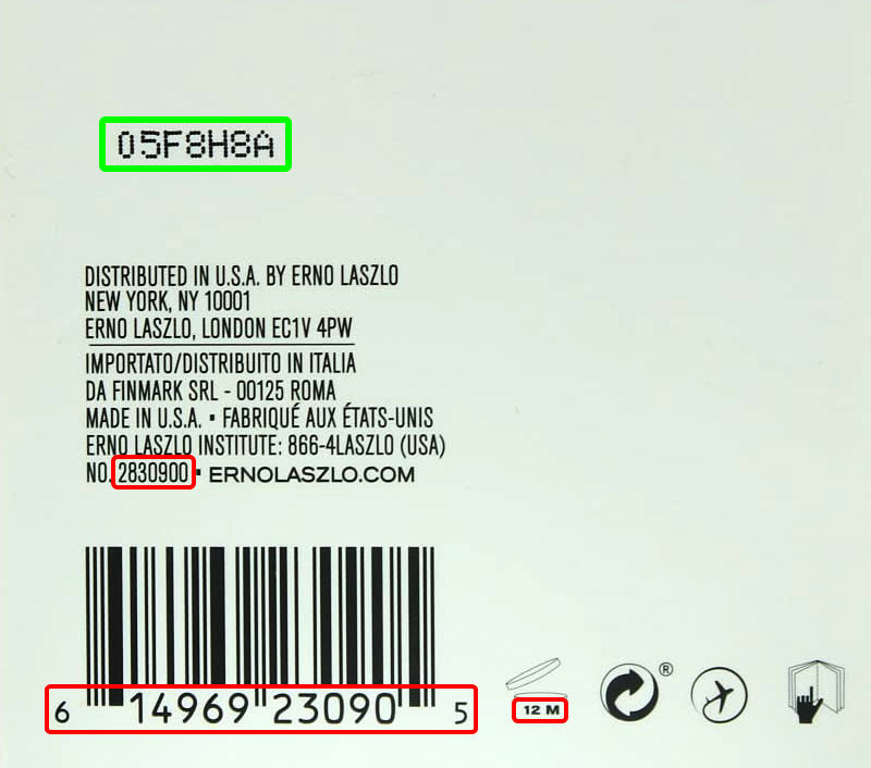 Erno Laszlo, Inc. बैच कोड