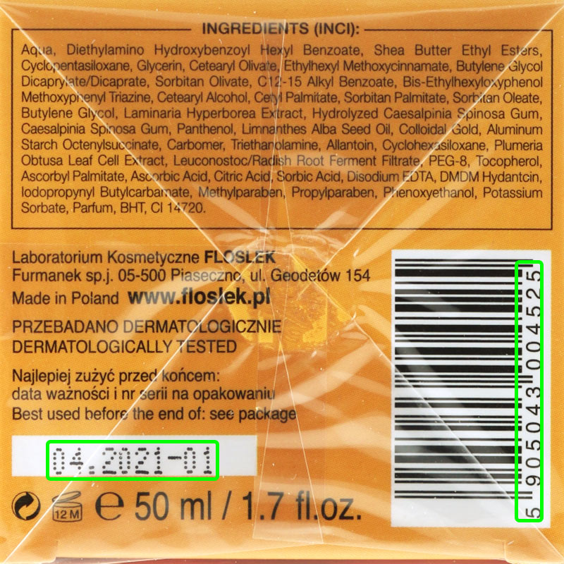 Laboratorium Kosmetyczne FLOSLEK Furmanek sp. j. batch code