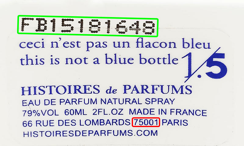 Histoires de Parfums batch code
