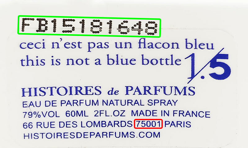 קוד אצווה של Histoires de Parfums