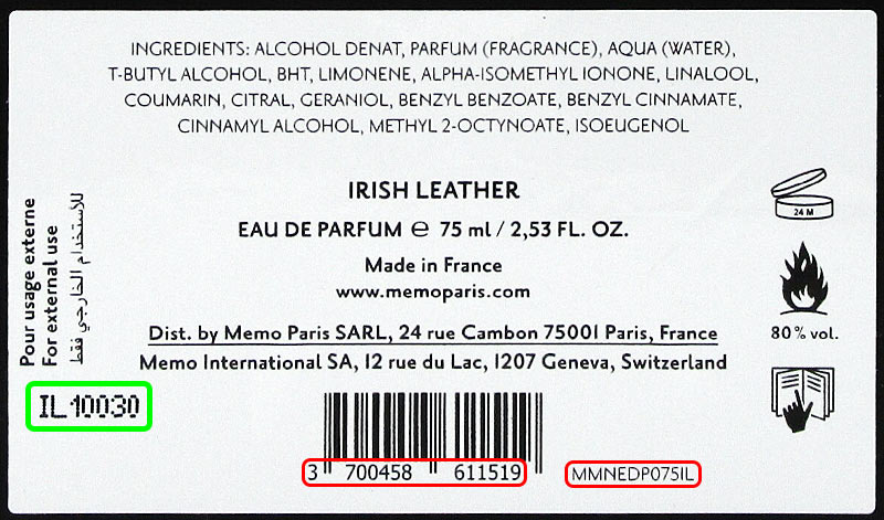 MEMO Paris SARL batch code