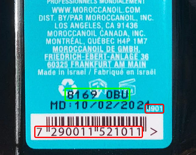 Moroccanoil Ltd batch code