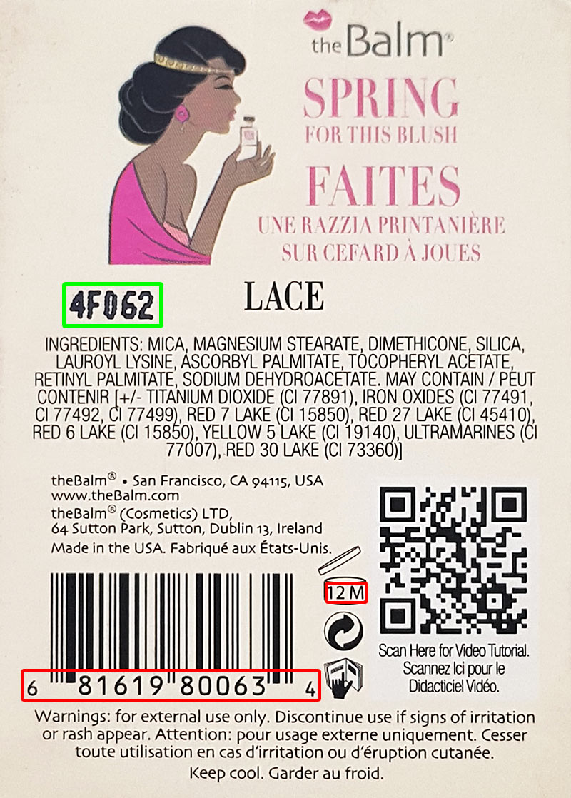 theBalm Cosmetics Ltd. batch code